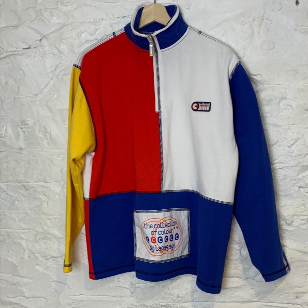 80s  90s Colorblock Quarterzip funnel neck Lapagayo Dutch Company